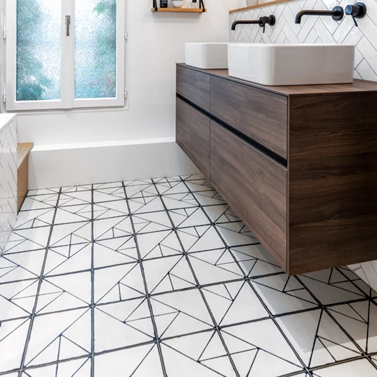 Black and white custom tiles for modern bathrooms